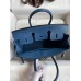 Hermes Birkin 25 Retourne Handmade Bag In Deep Blue Swift Calfskin
