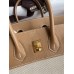 Hermes Birkin 25 Handmade Bag In Toile & Chai Epsom Leather