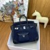 Hermes Birkin Cargo 25 Bag in Blue Toile and Black Swift Leather