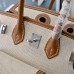 Hermes Birkin Cargo 25 Bag in Ecru Toile and Gold Swift Leather
