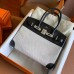 Hermes Birkin 30 Handmade Bag In Toile & Black Swift Leather