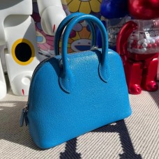 Hermes Bolide 1923 Mini Handmade Bag In Blue Frida Chevre Mysore Leather