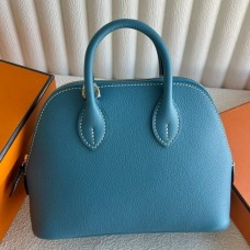 Hermes Bolide 1923 Mini Handmade Bag Blue Jean Evercolor Calfskin