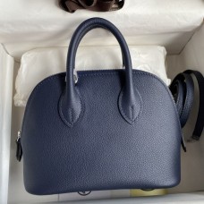 Hermes Bolide Mini Handmade Bag in Blue Saphir Evercolor Calfskin