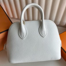 Hermes Bolide Mini Handmade Bag in White Evercolor Calfskin