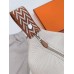 Hermes Bride-a-Brac Large Case in Ecru Canvas with Brown Zigzag Motifs