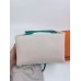 Hermes Bride-a-Brac Large Case in Ecru Canvas with Green Zigzag Motifs