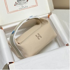 Hermes Bride-a-Brac Large Case in Ecru Canvas with Etoupe Zigzag Motifs