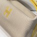 Hermes Bride-a-Brac Large Case in Ecru Canvas with Jaune Ambre Zigzag Motifs