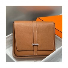 Hermes Steve Light Junior Messenger Bag in Gold Clemence Leather
