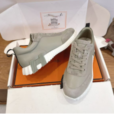 Hermes Men's Bouncing Sneakers in gray Leather