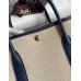 Hermes Garden Party 30 Handmade Bag in Toile and Blue Leather