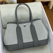 Hermes Neo Garden Party 23 Bag in Canvas and Gris Meyer Negonda Calfskin