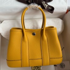Hermes Neo Garden Party 23 Handmade Bag in Jaune Ambre Clemence Leather