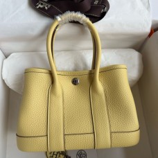 Hermes Neo Garden Party 23 Handmade Bag in Jaune Poussin Clemence Leather