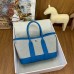 Hermes Neo Garden Party 23 Bag in Canvas and Blue Negonda Calfskin