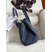 Hermes Neo Garden Party 23 Handmade Bag in Navy Blue Clemence Leather