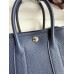 Hermes Neo Garden Party 23 Handmade Bag in Navy Blue Clemence Leather