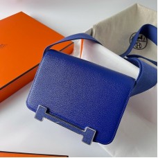 Hermes Geta Handmade Bag in Blue Electric Mysore Goatskin Leather PHW
