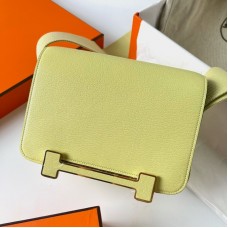 Hermes Geta Handmade Bag in Jaune Bourgeon Mysore Goatskin Leather GHW