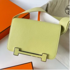 Hermes Geta Handmade Bag in Jaune Bourgeon Mysore Goatskin Leather PHW