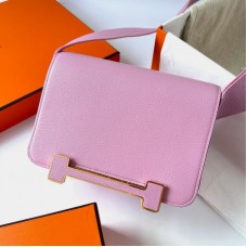 Hermes Geta Handmade Bag in Mauve Sylvestre Mysore Goatskin Leather GHW