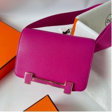 Hermes Geta Handmade Bag in Rose Pourpre Mysore Goatskin Leather GHW
