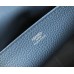 Hermes Halzan Bag In Blue Agate Clemence Leather