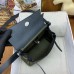 Hermes Herbag Zip 20 Bag in Green Canvas and Black Hunter Calfskin