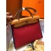 Hermes Herbag Zip 31cm Bag In Brown And Red
