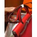 Hermes Herbag Zip 31cm Bag In Red Toile And Leather