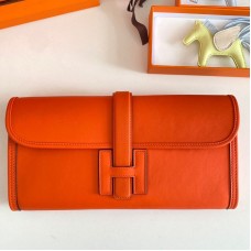 Hermes Jige Elan 29 Clutch Bag In Orange Swift Calfskin