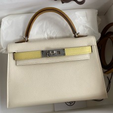 Hermes HSS Kelly Mini II Sellier Tri-color Bag in Nata/Craie/Black Epsom Calfskin