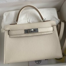 Hermes Kelly Mini II Verso Sellier Handmade Bag in Craie Epsom Calfskin