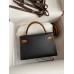 Hermes Kelly Mini II Sellier Bicolor Handmade Bag in Black and Gold Epsom Calfskin