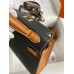 Hermes Kelly Mini II Sellier Bicolor Handmade Bag in Black and Gold Epsom Calfskin