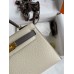 Hermes Kelly Mini II Sellier Bicolor Handmade Bag in Craie and Etain Epsom Calfskin