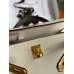 Hermes Kelly Mini II Sellier Bicolor Handmade Bag in Craie and Etain Epsom Calfskin