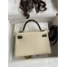 Hermes Kelly Mini II Sellier Bicolor Handmade Bag in Nata and Black Epsom Calfskin