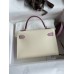 Hermes Kelly Mini II Sellier Bicolor Handmade Bag in Nata and Rose Sakura Chevre Mysore Leather