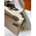 Hermes Kelly Mini II Sellier Bicolor Handmade Bag in Nata and Taupe Epsom Calfskin