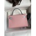 Hermes Kelly Mini II Sellier Bicolor Handmade Bag in Rose Sakura and Blue Brume Epsom Calfskin