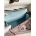 Hermes Kelly Mini II Sellier Bicolor Handmade Bag in Rose Sakura and Blue Brume Epsom Calfskin