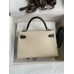 Hermes Kelly Mini II Sellier Bicolor Handmade Bag in Nata and Black Chevre Mysore Leather
