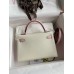Hermes Kelly Mini II Sellier Bicolor Handmade Bag in Nata and Mauve Sylvestre Epsom Calfskin