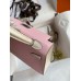 Hermes Kelly Mini II Sellier Bicolor Handmade Bag in Rose Sakura and Nata Chevre Mysore Leather