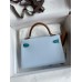 Hermes HSS Kelly Mini II Sellier Tri-color Bag in Blue/Green/Sesame Epsom Calfskin