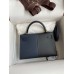 Hermes Kelly Mini II Sellier Tri-color Bag In Black/Blue Indigo/Red Calfskin