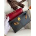Hermes Kelly Mini II Sellier Tri-color Bag In Black/Blue Indigo/Red Calfskin