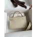 Hermes Kelly Mini II Sellier Verso Handmade Bag in Craie and Red Epsom Calfskin